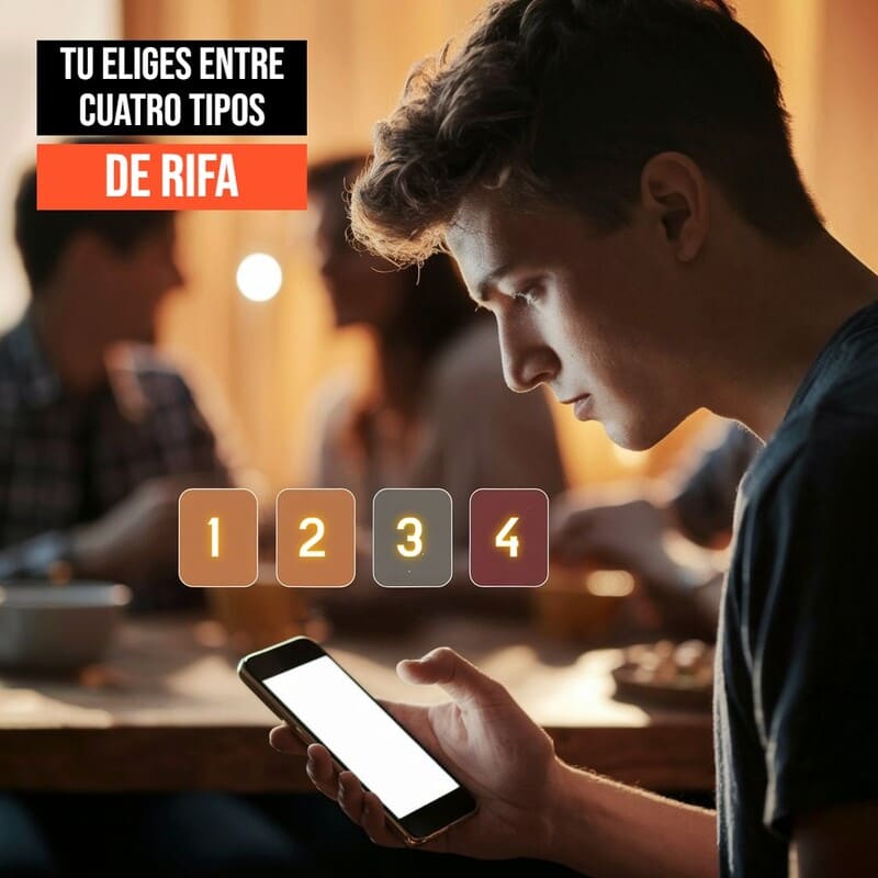 Cuatro opciones de rifa a elegir.